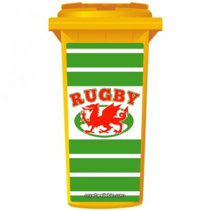 Wales Rugby Dragon On A Ball Shield Wheelie Bin Sticker Panel